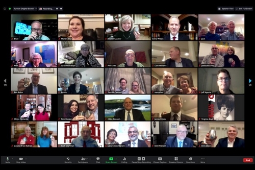 screen capture of participants in the virtual Adams Society event held via Zoom