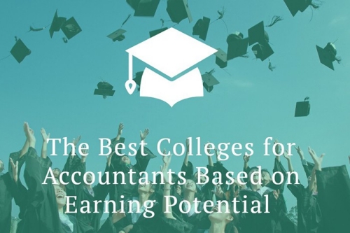 Photo of graduates throwing caps in the air, text reads: The Best Colleges for Accounting Based on Earning Potential