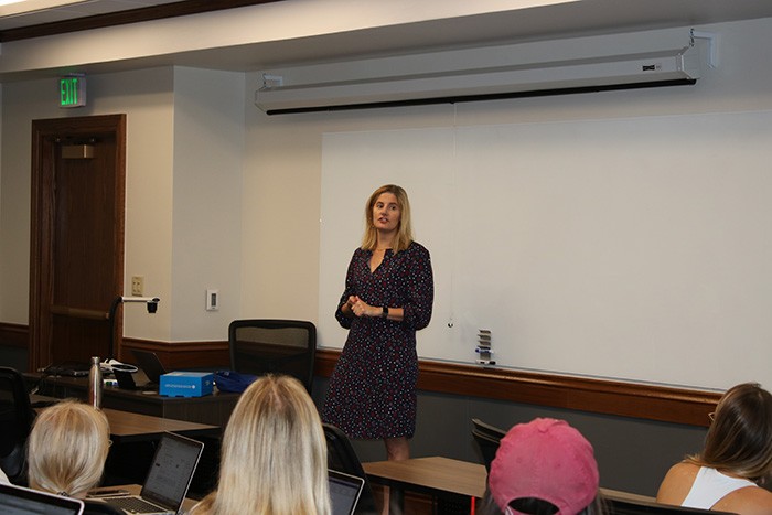 Susan Dell'Osso visits Price marketing operations class