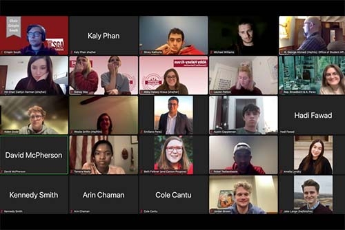 image of Zoom meeting showing the participants in student congress