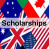array of different country flags with the word Scholarship 