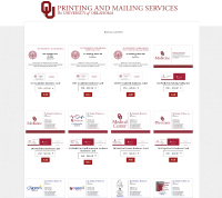 A screenshot of OU Printing and Mailing Services online storefront.