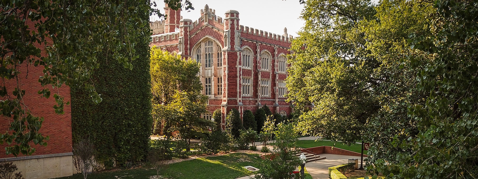 Buildings and trees on the University of Oklahoma Norman campus.