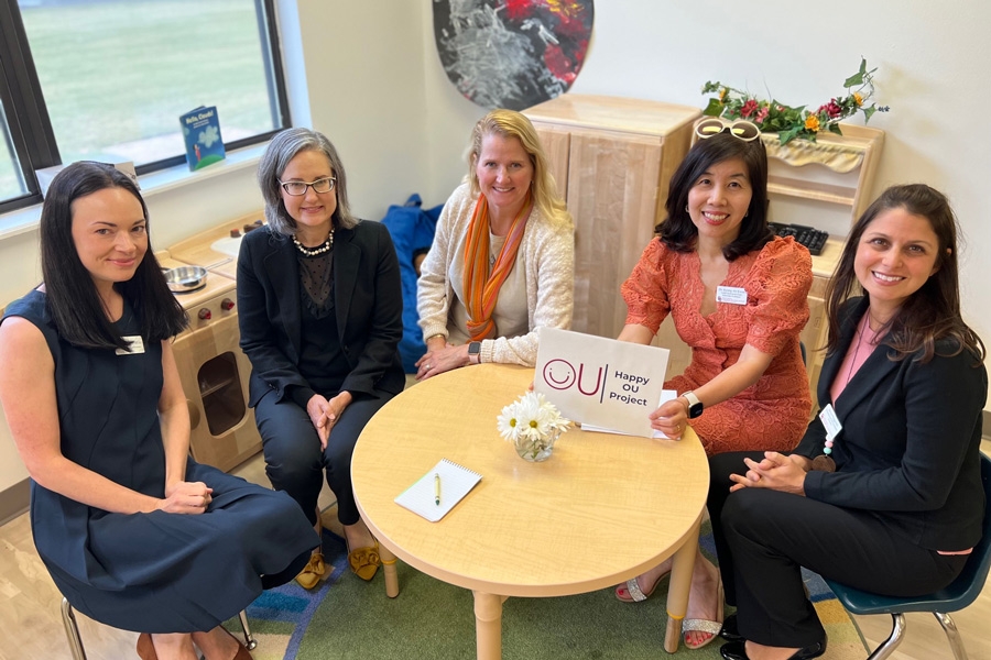 Happy OU Project team members Courtney Dewhirst, Brittany Hott, Erin Casey, Kyong-Ah Kwon and Rebecca Waggoner.