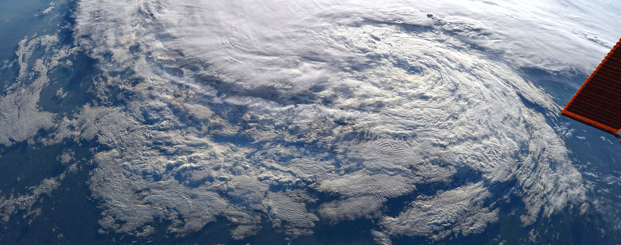 As Tropical Storm Harvey continues along the Gulf Coast, NASA has canceled a planned Aug. 30 question and answer session with astronaut Peggy Whitson aboard the International Space Station. NASA astronaut Randy Bresnik took this photo of the storm Aug. 28 from the orbiting laboratory.