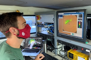 Graduate student Addison Alford is operating the radar 