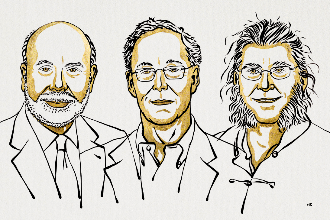 Ill. Niklas Elmehed © Nobel Prize Outreach (left to right) Ben S. Bernanke, Douglas W. Diamond, and Philip H. Dybvig