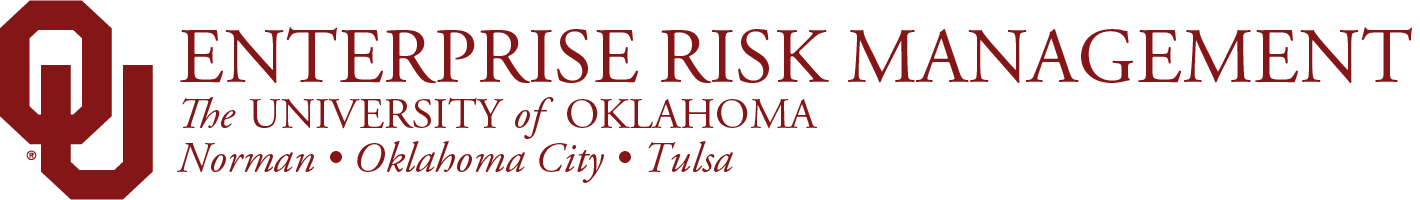 Interlocking O U, Enterprise Risk Management, The University of Oklahoma, Norman, Oklahoma City, and Tulsa website wordmark.