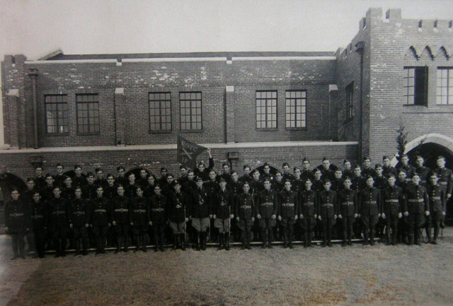 Historical photo of the NROTC in black and white.