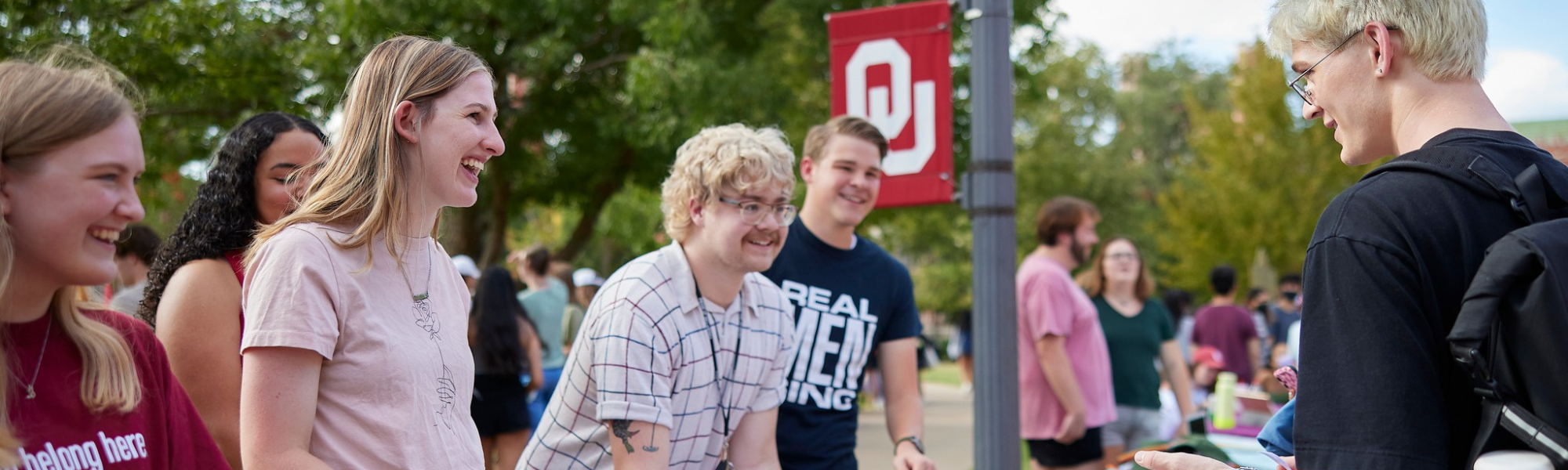 Students outside at an involvement fair. 
