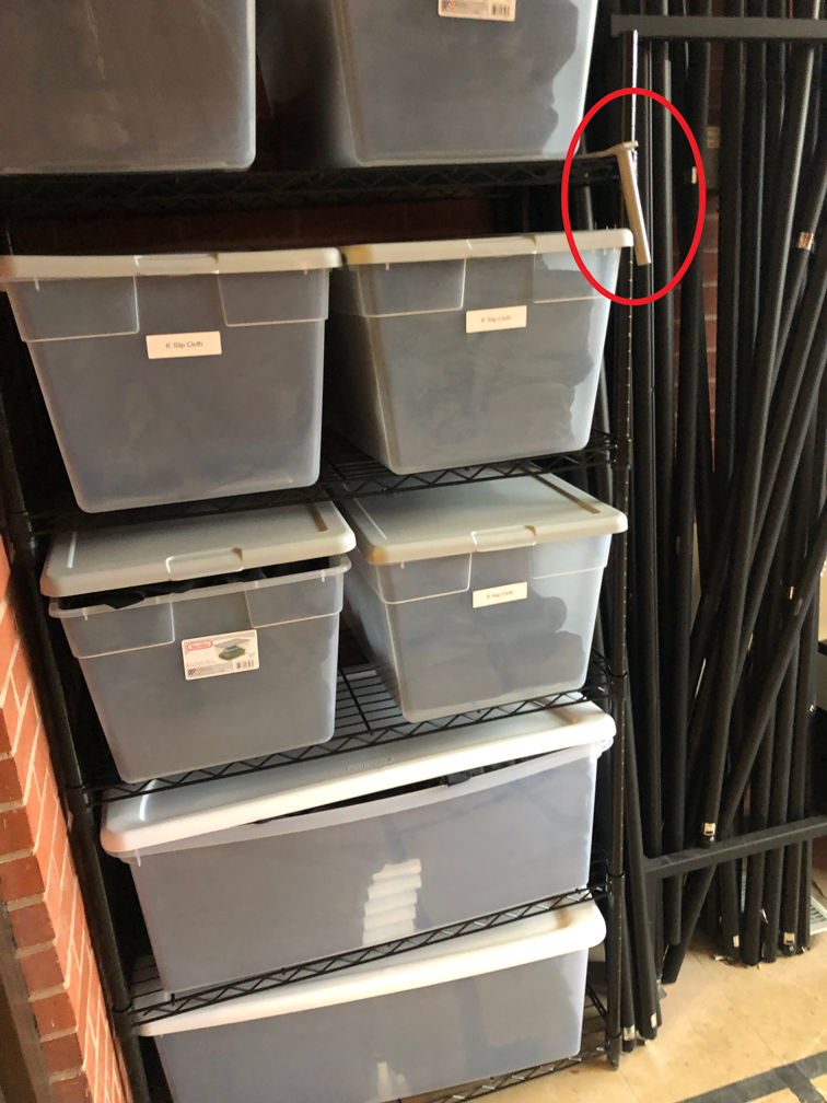 storage shelf with Tubs