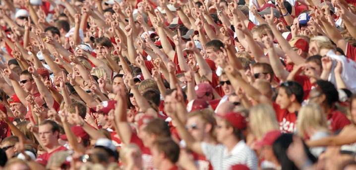 OU fans cheering together