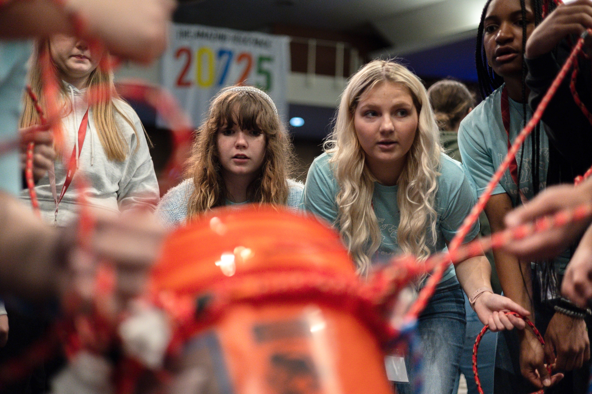 HSLC students playing a game outside.