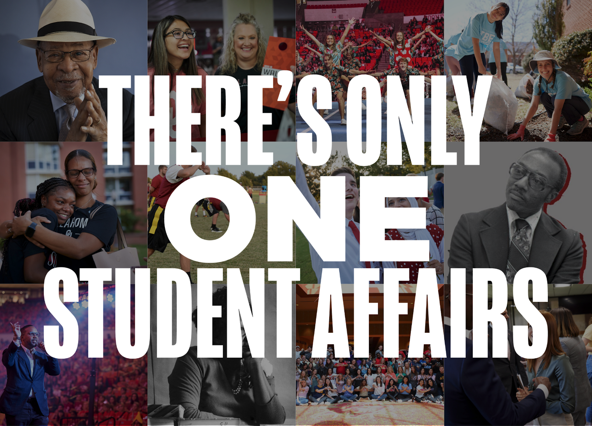 OU photo collage with there's only one student affairs written out.