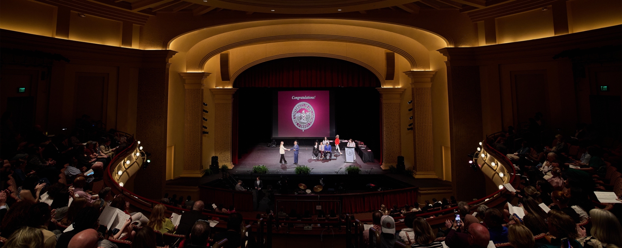 Campus Awards from the balcony of Holmberg.