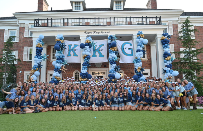 Kappa Kappa Gamma members posing for a group photo.