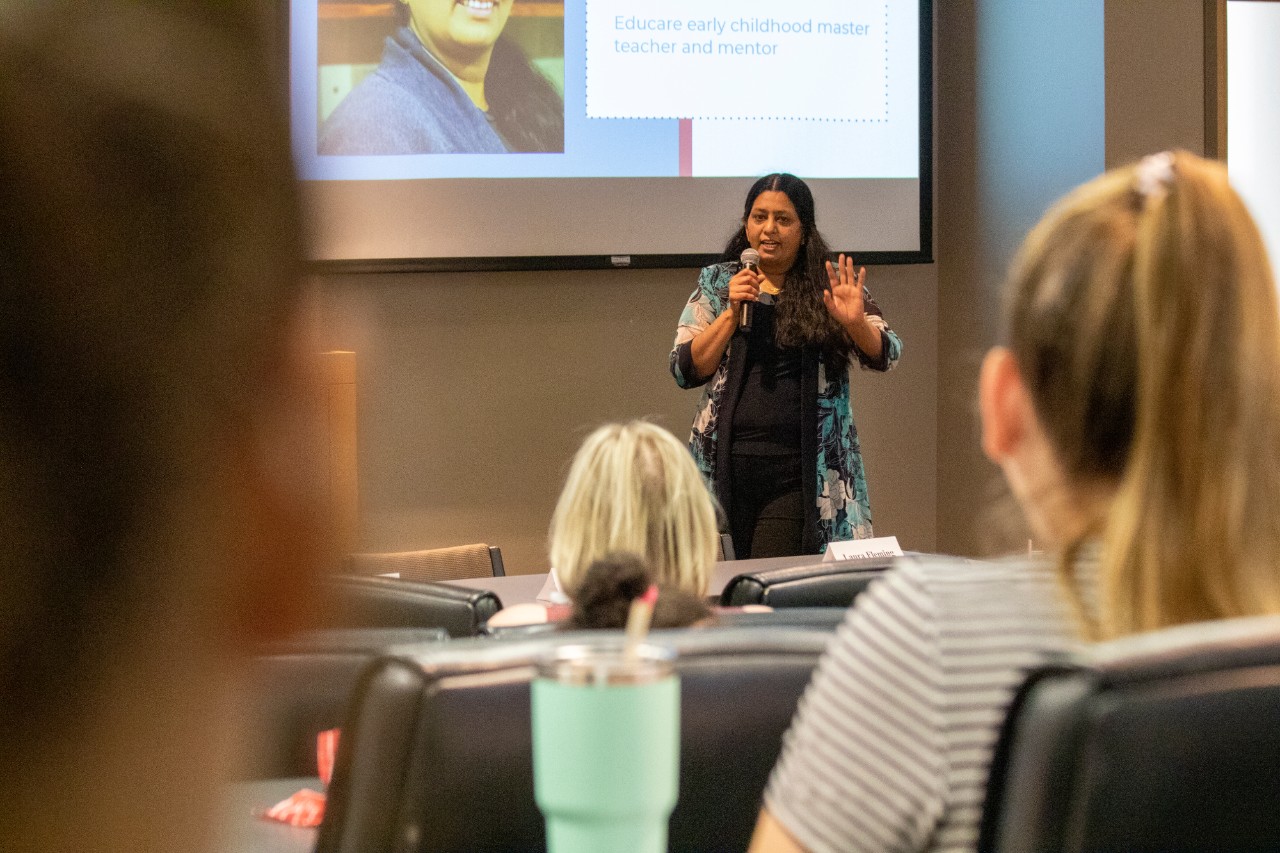 ECE student on computer in lab