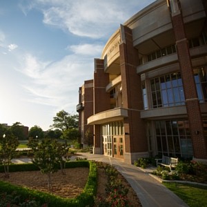 Gaylord College of Journalism and Mass Communications at sunrise