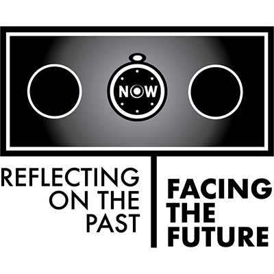 Reflecting on the past | Facing the future text logo