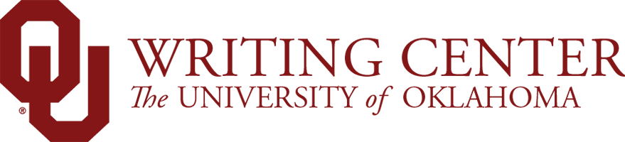 Interlocking OU, Writing Center, The University of Oklahoma website wordmark.
