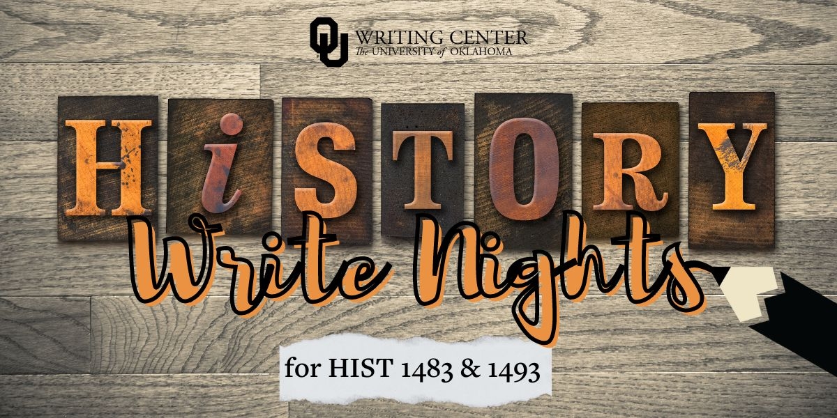 History Write Night for HIST 1483 and 1493