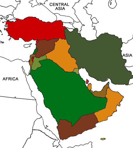 middle east map with country names